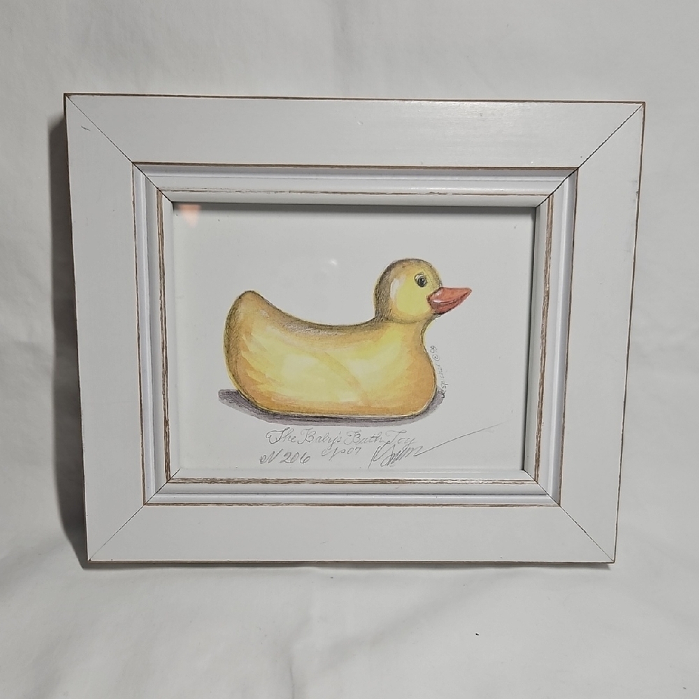 Kolene Spicher Framed Yellow Rubber Duck Art